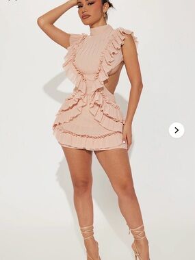 Fashion Nova Women's Ruffle Mini Dress in Blush Pink